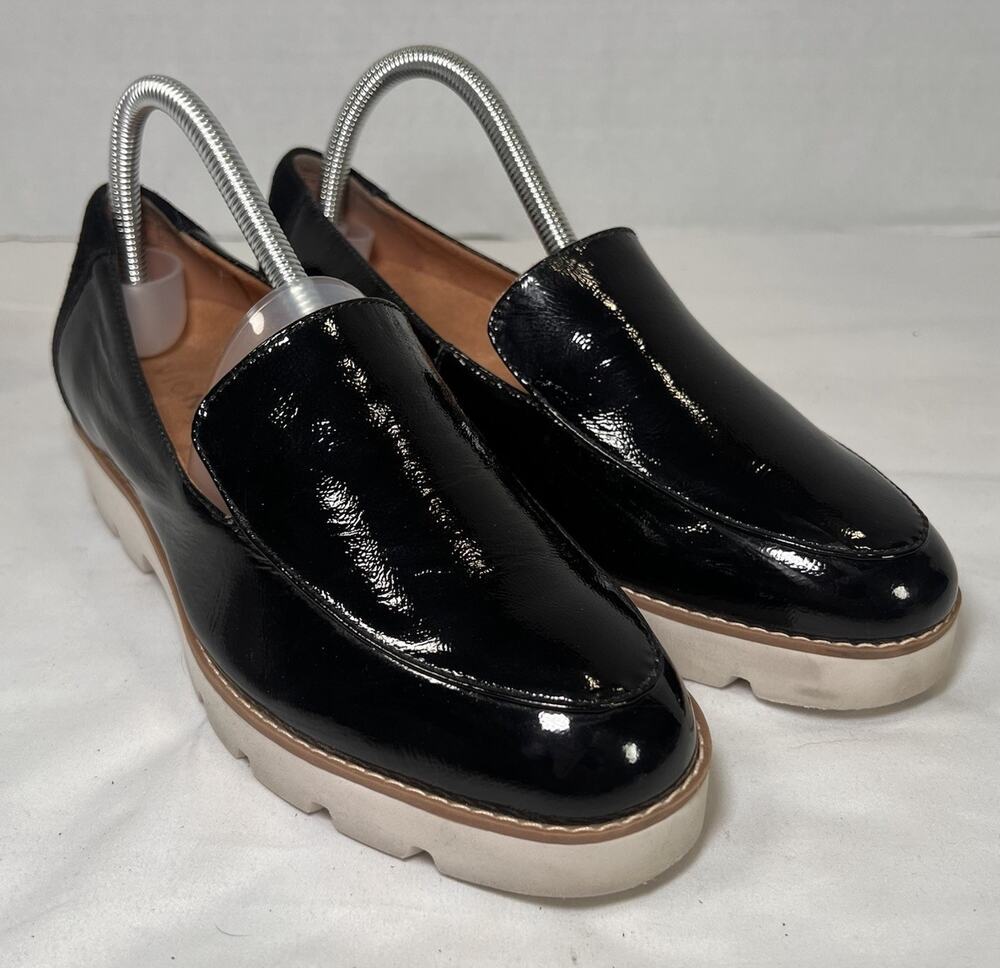 Vionic Kensley Penny Loafers Womens Size 7W Black Patent Leather Slip On Shoes